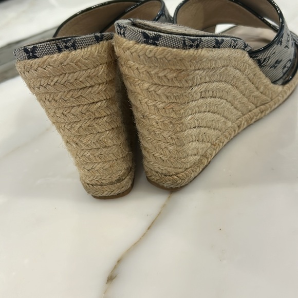 Louis Vuitton Navy Logo Canvas Espadrille Wedged Sandals- 39 - Picture 6 of 11